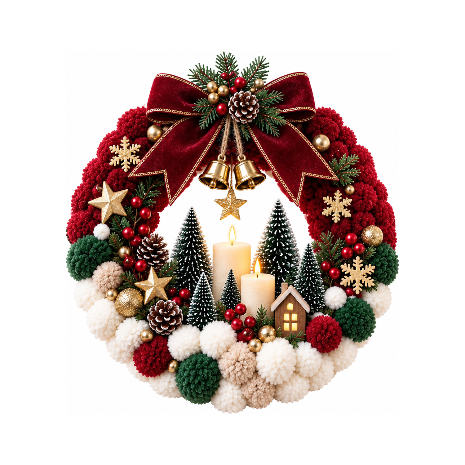 Christmas Cabin Hairball Garland DIY Material Package