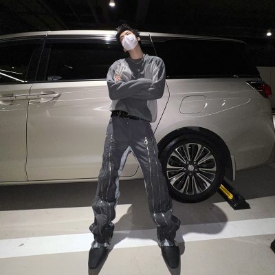 Men's Color-blocking Zipper-adjustable Wide-leg Casual Pants