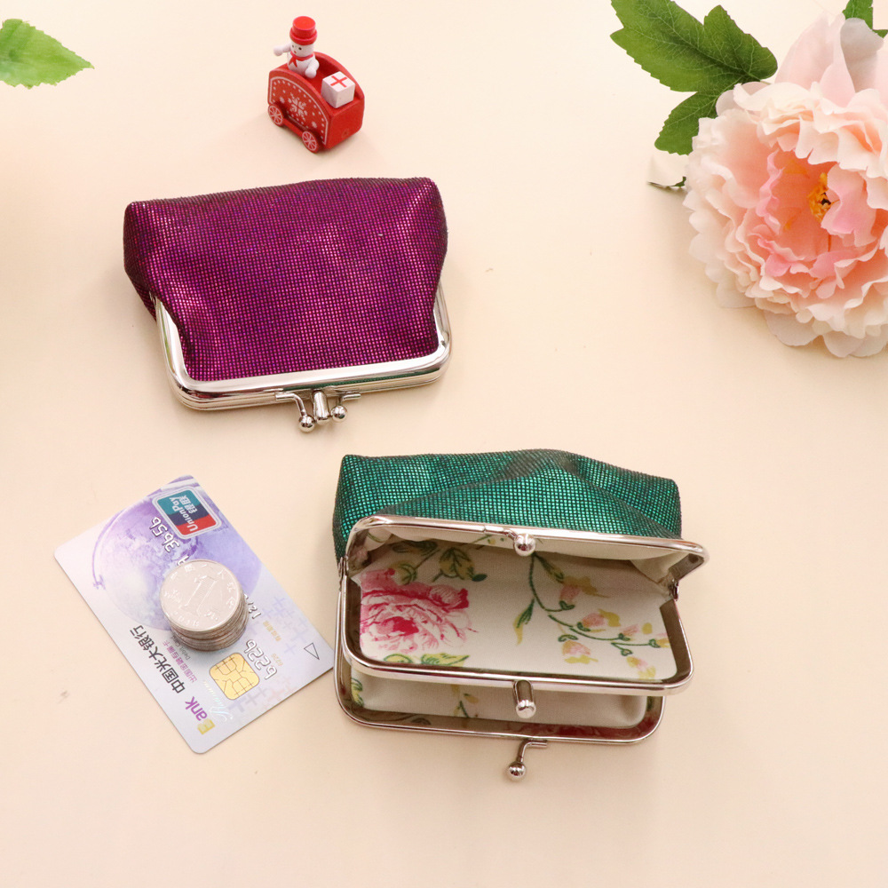 Retro Double PU Bright Plaid Short Wallet Ladies Card Holder