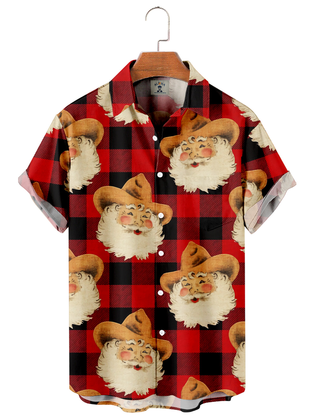 Men's Short Sleeved Shirt With 3D Digital Printed Stripes On Four Sides