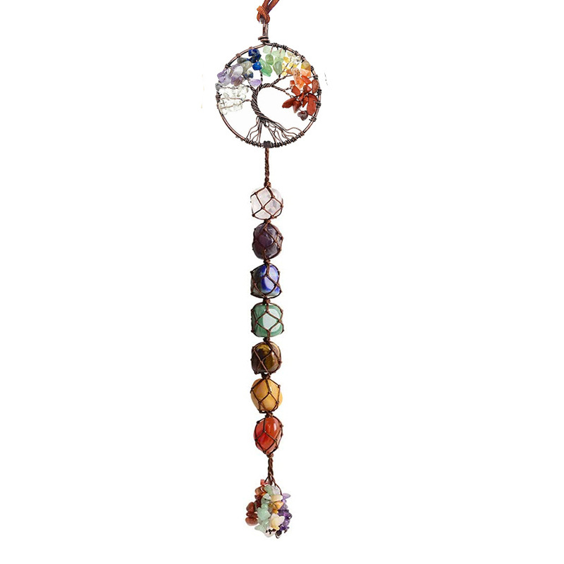 Hand-woven Pendant Of Seven-color Crystal Original Stone