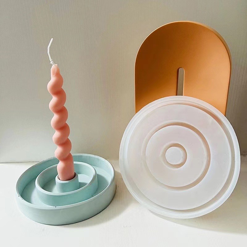 Round Aromatherapy Candle Holder Glue Cement Mold
