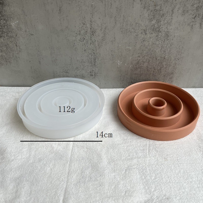 Round Aromatherapy Candle Holder Glue Cement Mold