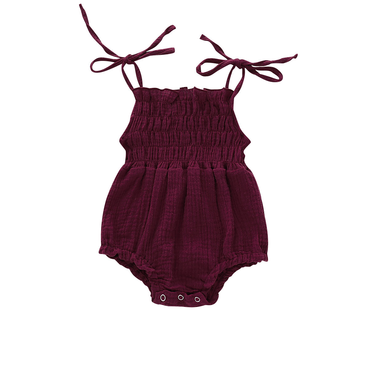 Boys And Girls Double-layer Cotton Crepe Adjustable Lace-up One-piece Romper