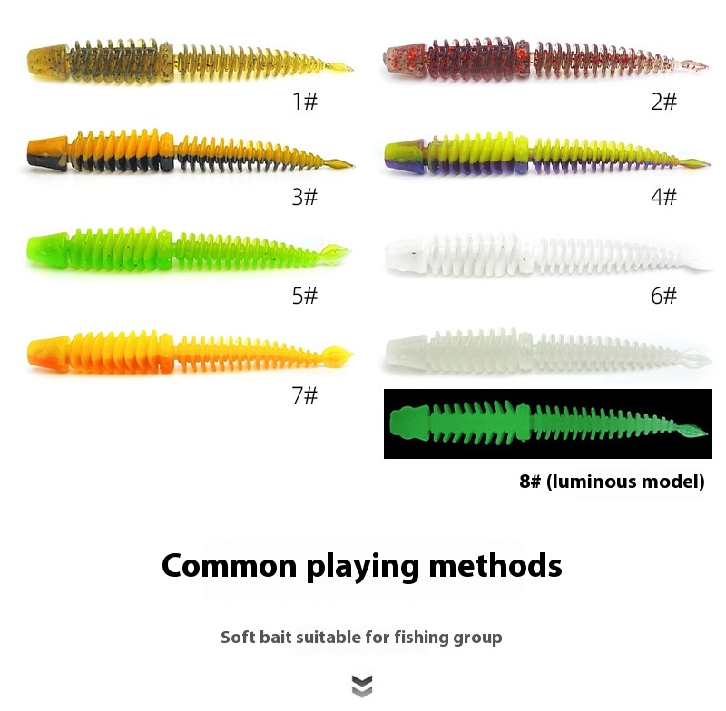 New Static Floating Water Reverse Thread Needle Tail Soft Bait Full Body Spoiler Soft Worm Bait