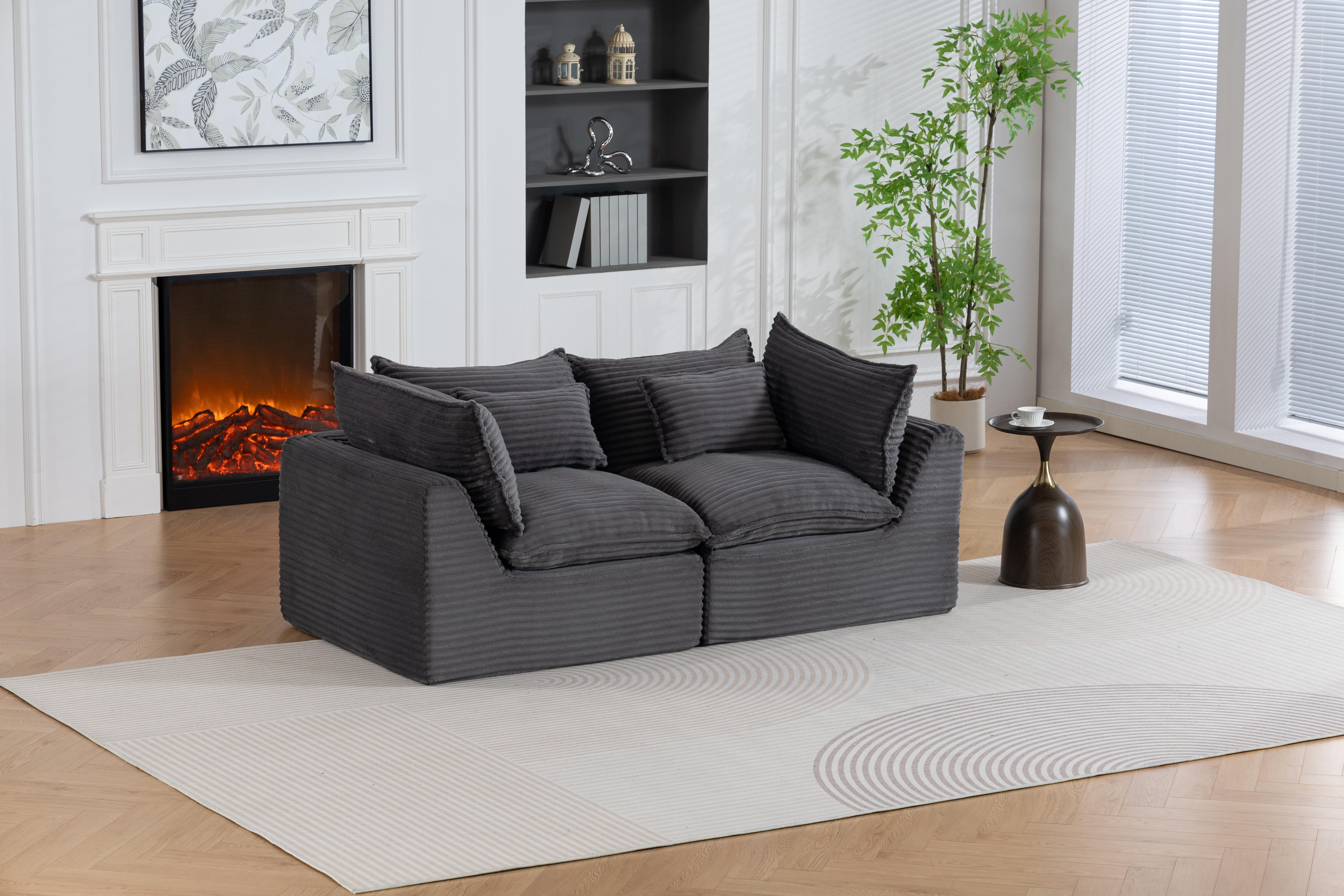 74.8" Width Cloud Couch Oversized Modular Sectional Sofa True Relax Comfy Couches Wide&Deep Seat Sofas for Living Room Furniture Sets, Corduroy Fabric,2Seat
