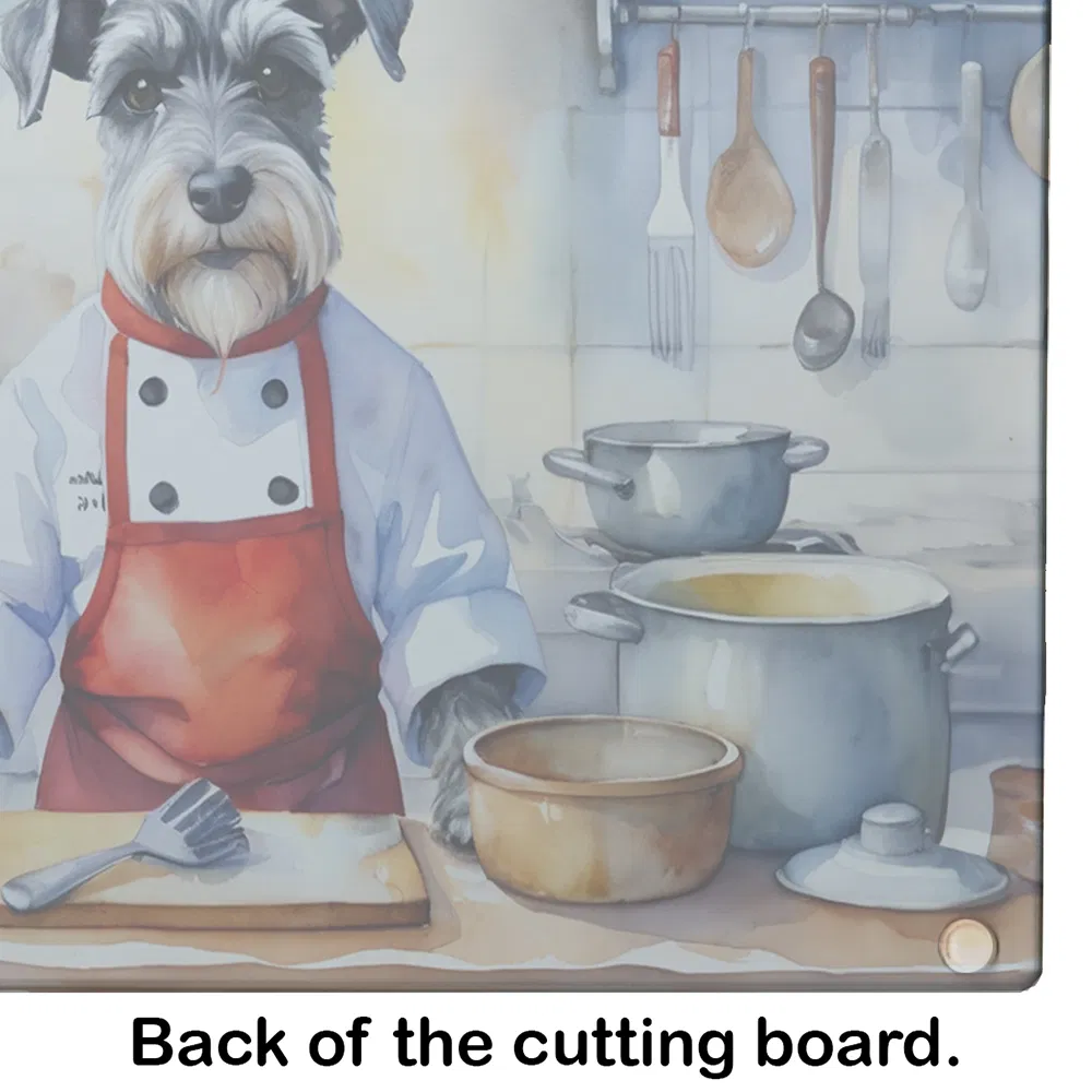 NEW Schnauzer The Chef Glass Cutting Board Decorative Tempered Glass Kitchen Cutting and Serving Board Large Size Chopping Board