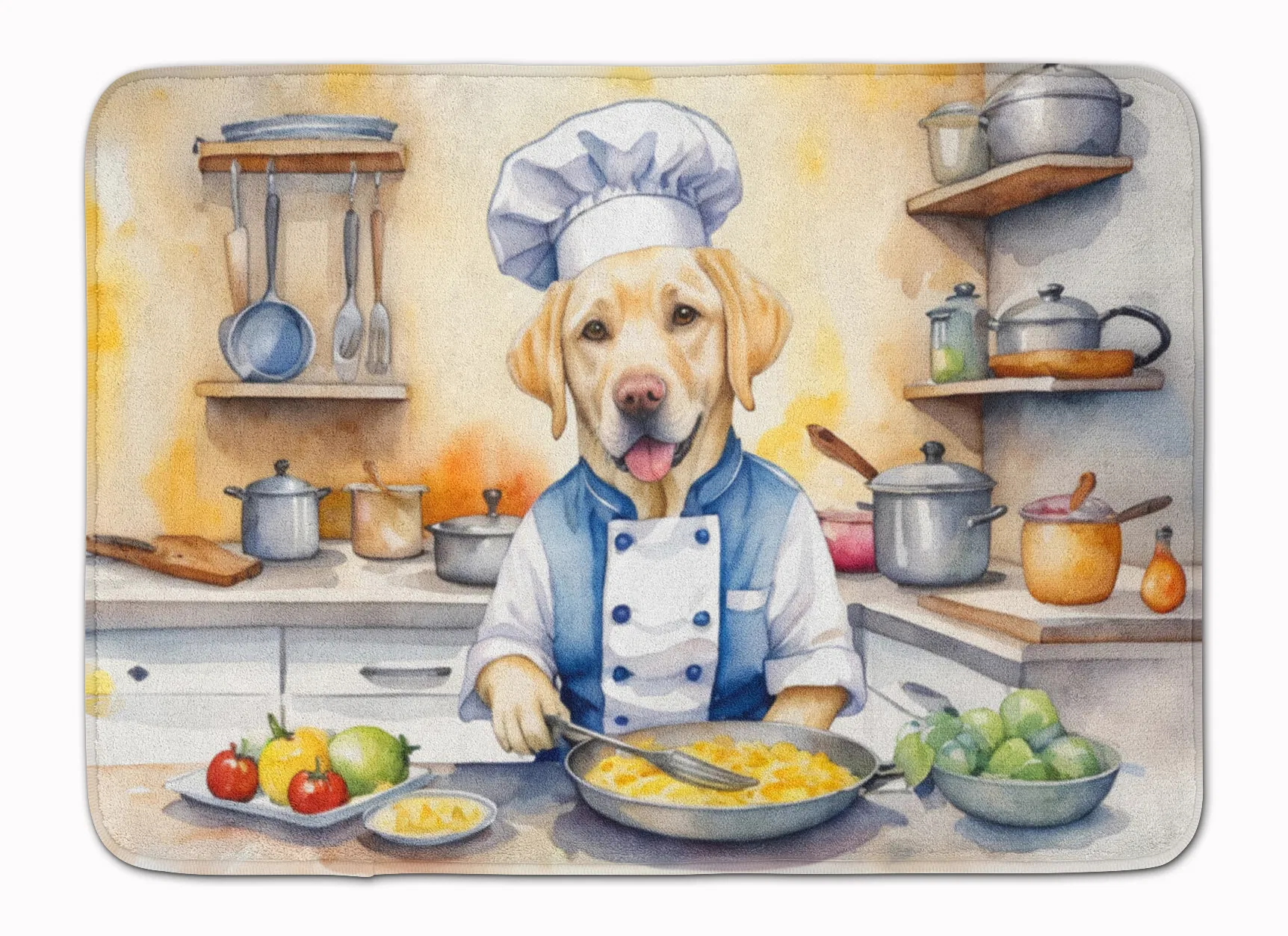Yellow Labrador Retriever The Chef Memory Foam Kitchen Mat Machine Washable Anti-Fatigue Mat Cushion Comfort Bath Mat or Kitchen Rug