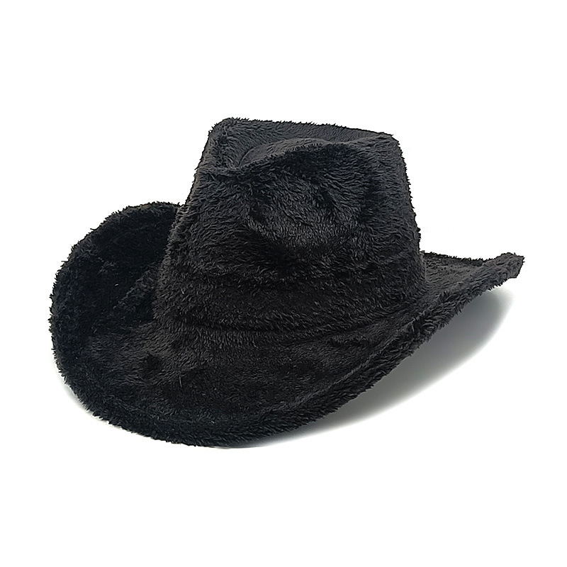 Faux Rabbit Fur Western Cowboy Hat Female Woolen Hat