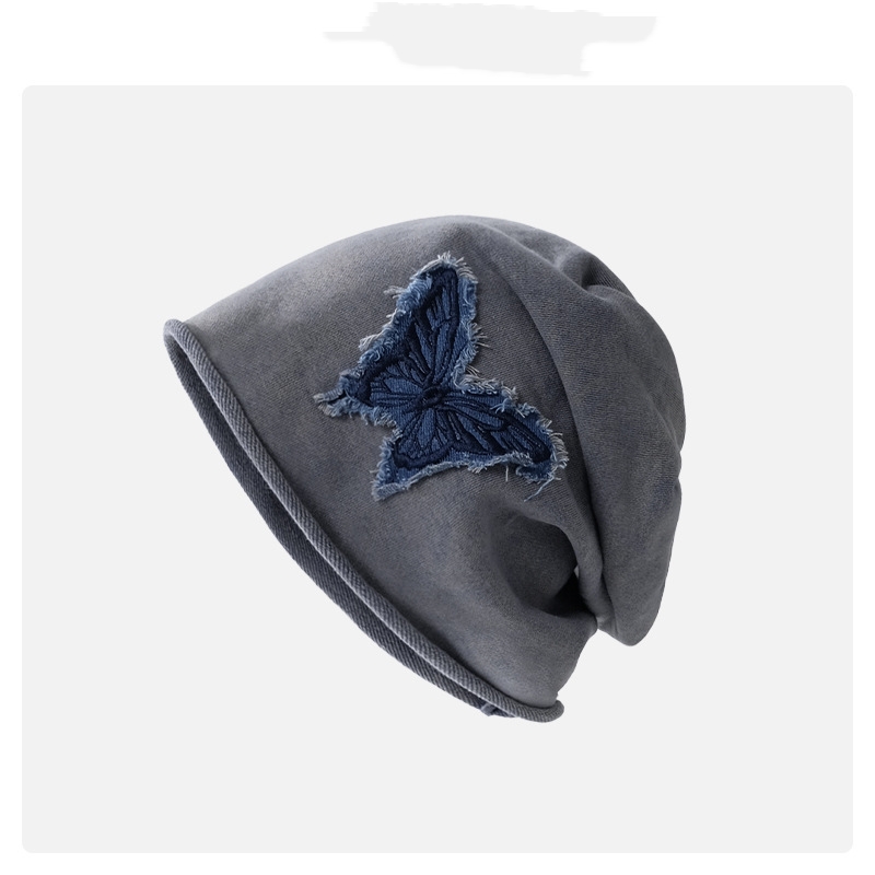 Lazy Pile Heap Cap Children Solid Color Curling Sleeve Cap Butterfly Retro