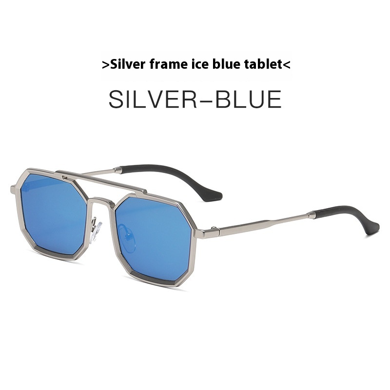 Steampunk Double Beam Sunglasses European And American Men's Metal Polygon Large Frame