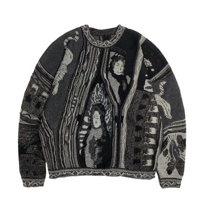 Vintage Ethnic Style Knitted Crewneck Pullover Sweater