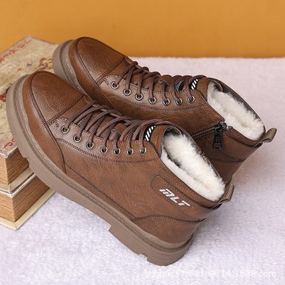 Martin Boots With Plush And Thick Insulation And Anti-slip High-top Fashionable Men's Shoes