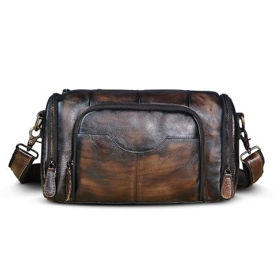 Retro Fashion Trend Leather Shoulder Messenger Bag Cowhide Pillow Bag