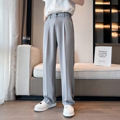 Fashion Loose Wide Leg Mop Pants Solid Straight Casual