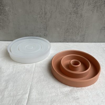 Round Aromatherapy Candle Holder Glue Cement Mold