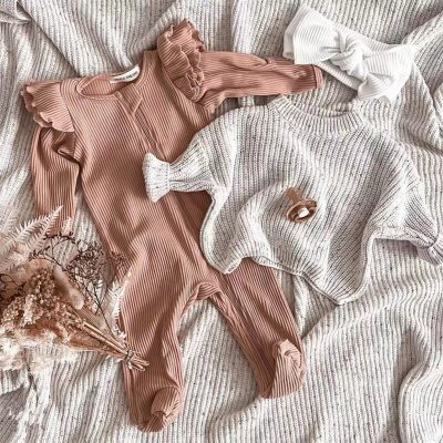 Long-sleeved Knitted Stretch Cotton Suit For Girls