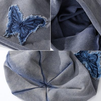 Lazy Pile Heap Cap Children Solid Color Curling Sleeve Cap Butterfly Retro