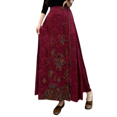 New Ethnic Dress Embroidery Tassel A- Line Skirt