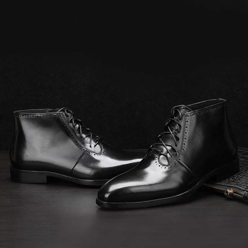 Men's High Top Leather Shoes Knight Leather Boots