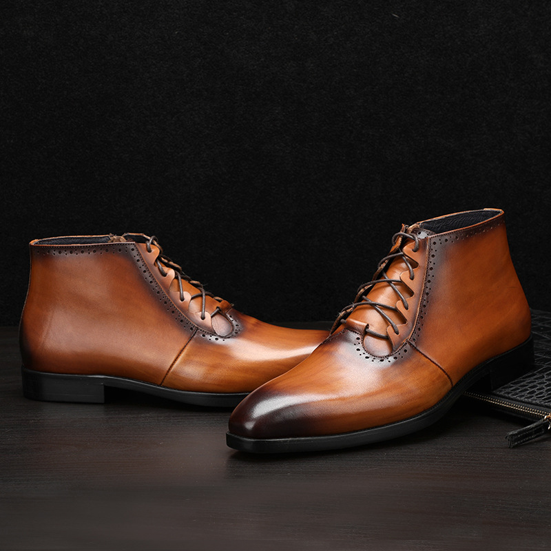 Men's High Top Leather Shoes Knight Leather Boots
