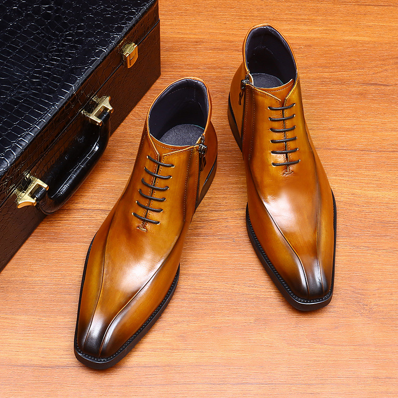 Men's Genuine Leather Pointed Toe Business Suit