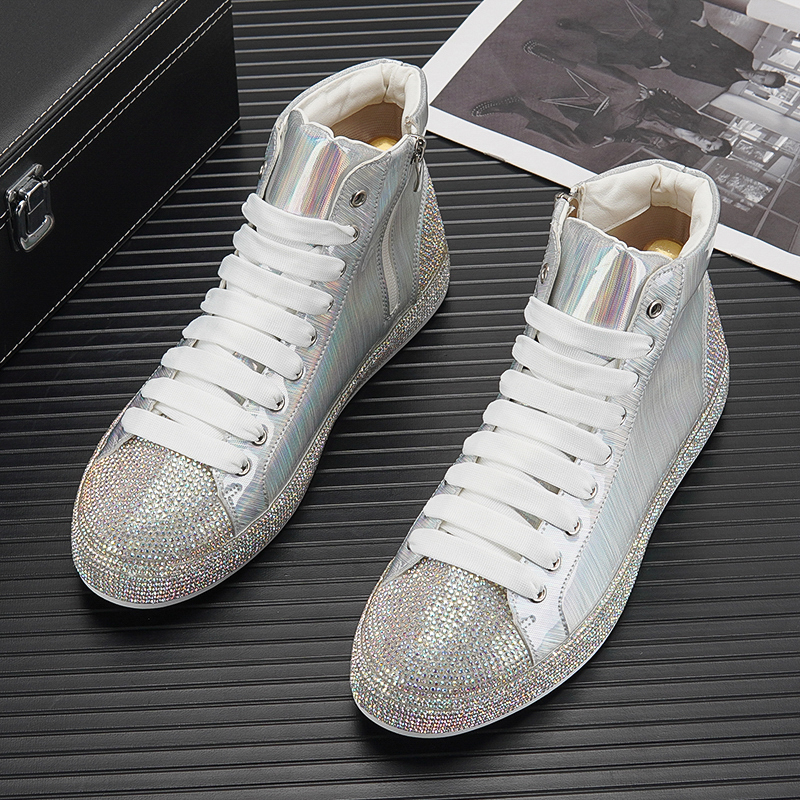 Men's Rhinestone Laser High Top Shoes