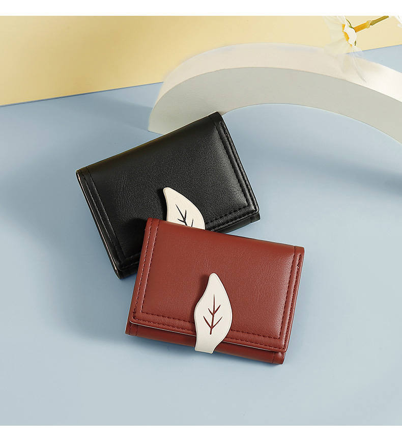 Fashion Folding Short Women's Creative Color Contrast Leaf Wallet