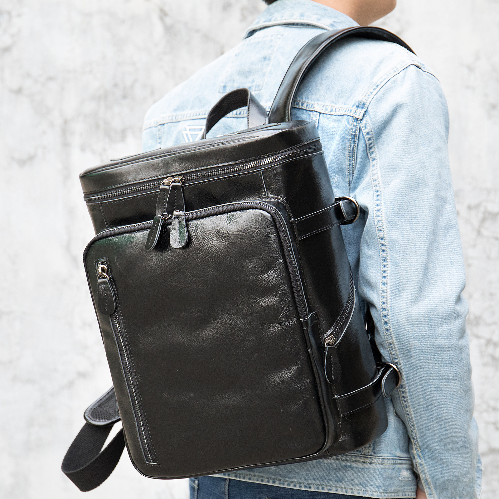 Korean Computer Bag Men's Retro Crazy Horseskin Shoulder