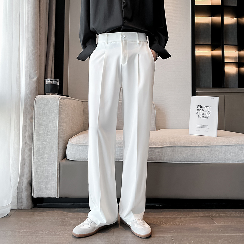 Fashion Loose Wide Leg Mop Pants Solid Straight Casual