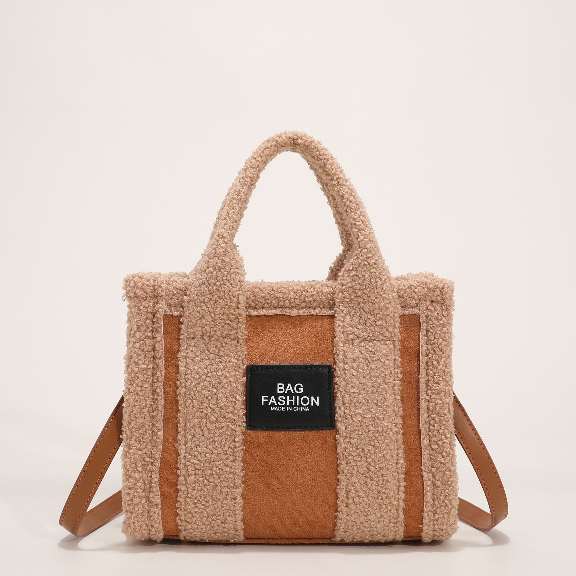 Women's Fashion Lambswool Clash Of Colors Handbag Shoulder Crossbody Bag