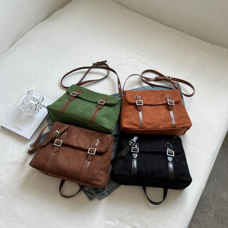 Women's Versatile Vintage Suede Patchwork Shoulder Armpit Bag