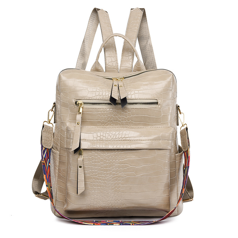 Backpack Female PU Soft Leather Women Leisure Backpack Simple Everything Large Capacity Bag