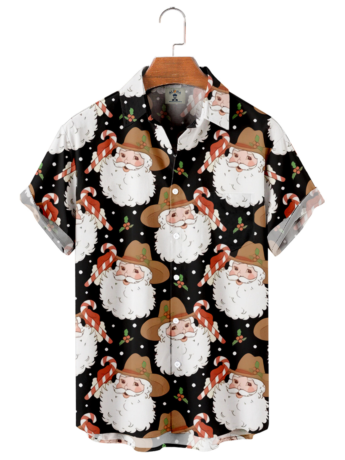 Men's Short Sleeved Shirt With 3D Digital Printed Stripes On Four Sides