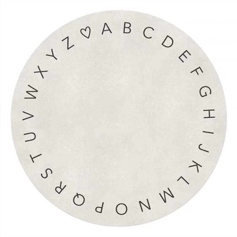 Home Bedroom Plush Crawl Letter Round Carpet