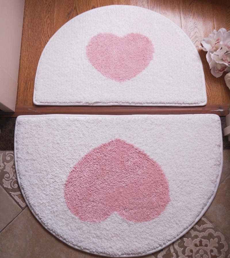 Heart Semi-Circular Toilet Bathroom Absorbent Foot Pads