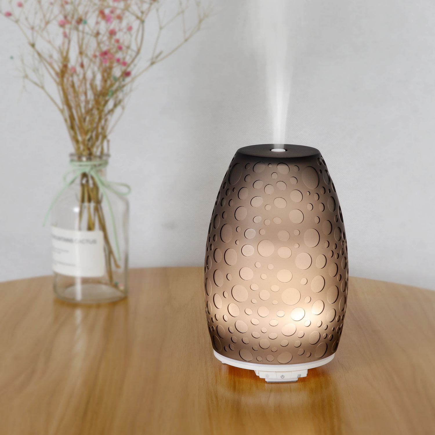 Water Drop Resin Aroma Diffuser Humidifier 130ml Humidifier Warm White Essential Oil Lamp Hollow Machine