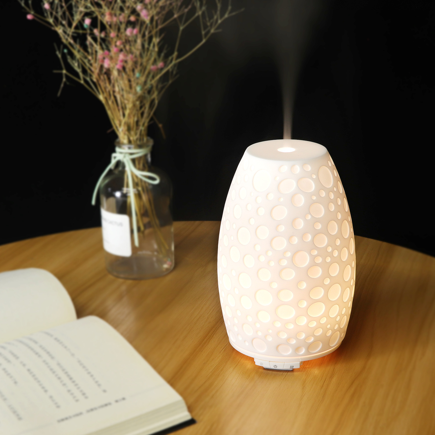 Water Drop Resin Aroma Diffuser Humidifier 130ml Humidifier Warm White Essential Oil Lamp Hollow Machine