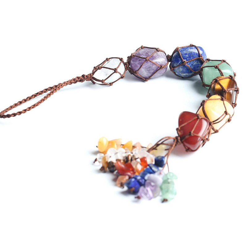 Hand-woven Pendant Of Seven-color Crystal Original Stone