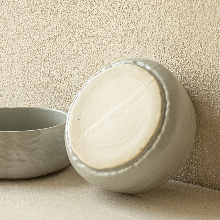 Round Belly Water Ripple Ceramic Fruit Salad Bowl