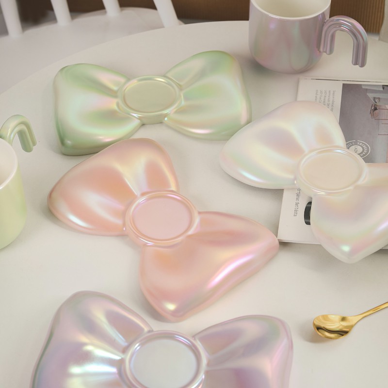 Bowknot Pearl Glaze Light Luxury Coffee Cup Set