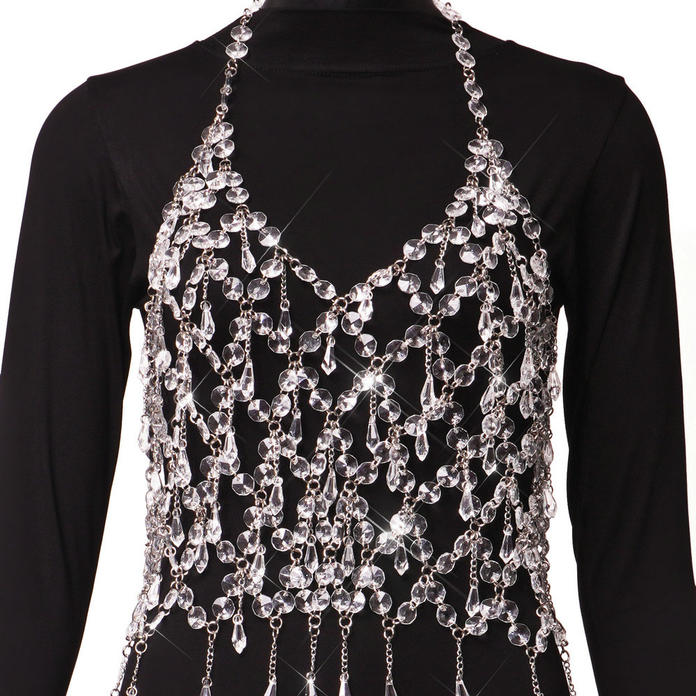 Women's Shiny Crystal Pendant Vest