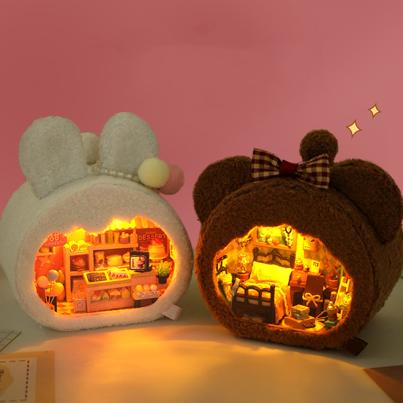 Miniature Building Model Assembled Furry Toys