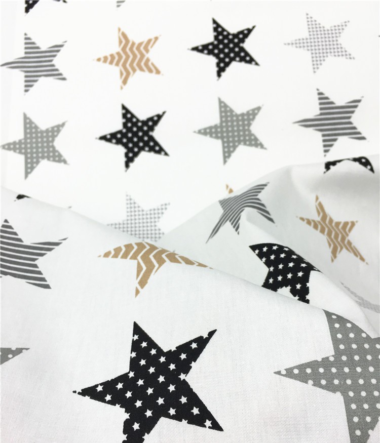 Cotton Printing Black Gray Five-pointed Star Dot Cloth Group Cotton Material