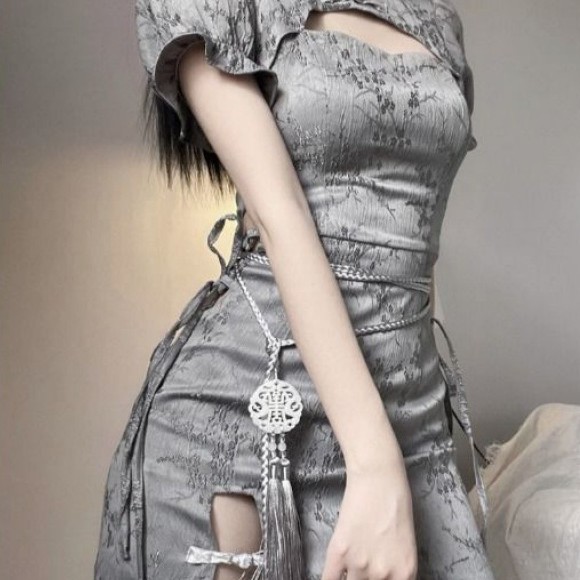 New Chinese Style Improved Cheongsam Spicy Girl Cut-out Short Sleeve Dress