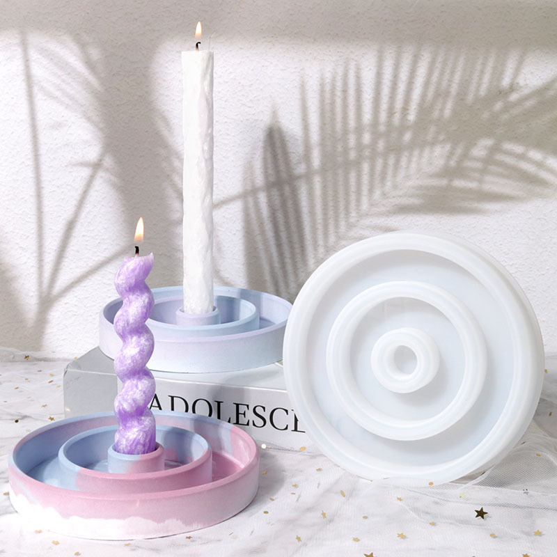 Round Aromatherapy Candle Holder Glue Cement Mold