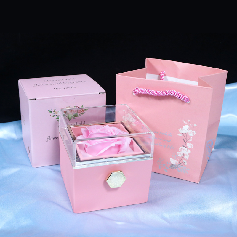 Rotating Soap Flower Rose Jewelry Packaging Box