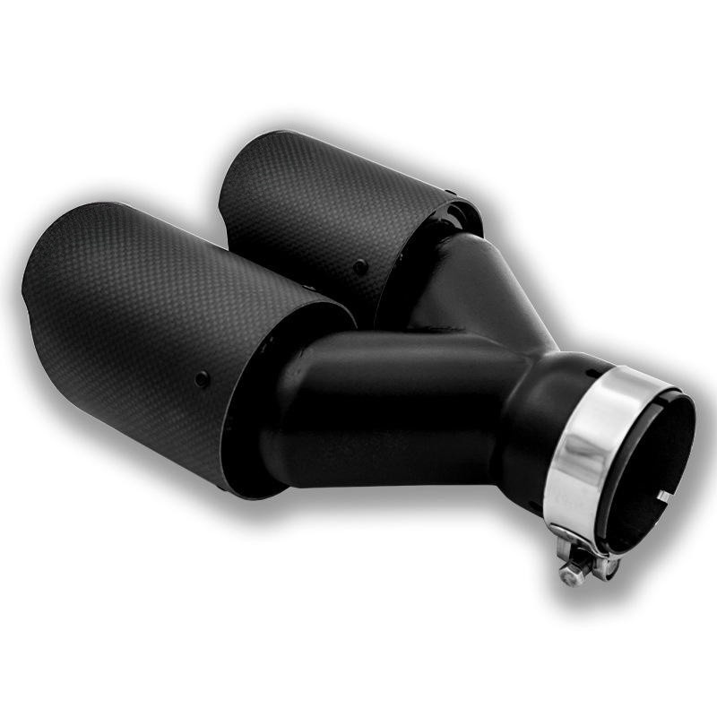 Black One Out Of Two Tail Nozzle Car Modification Silencer Double Outlet Exhaust Pipe