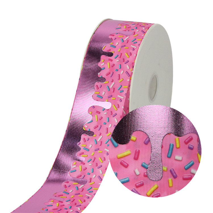 75mm Bronzing Rib Ribbon Hair Accessories Diy Material Packaging Baking Dessert Gift Box Packing Ribbon
