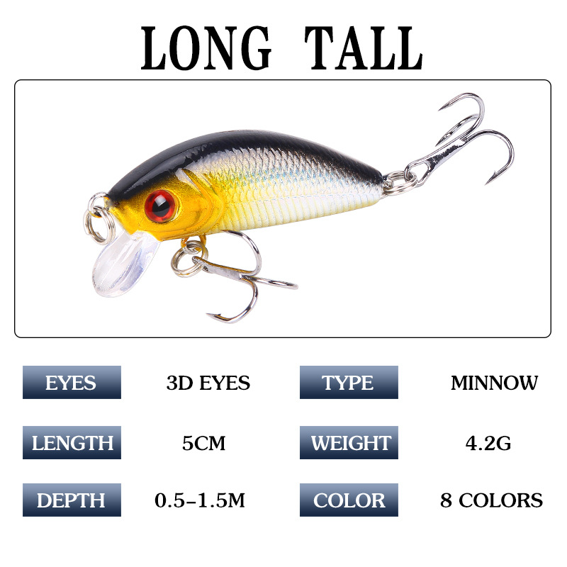 ABS Plastic Hard Bait Floating Mino 5cm42g With Ring Beads